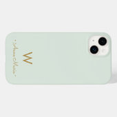 Modern Sage Green Gold Script Monogram Case-Mate iPhone Hülle (Rückseite (Horizontal))