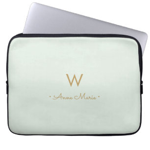 Modern Sage Green Gold Script Monogram Laptopschutzhülle