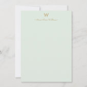 Modern Sage Green Gold Script Monogram Mitteilungskarte (Vorderseite)