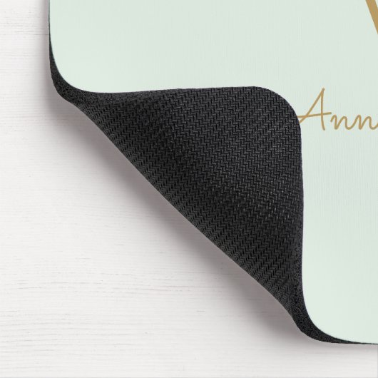 Modern Sage Green Gold Script Monogram Mousepad (Ecke)