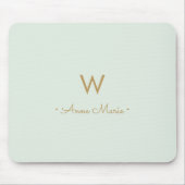 Modern Sage Green Gold Script Monogram Mousepad (Vorne)