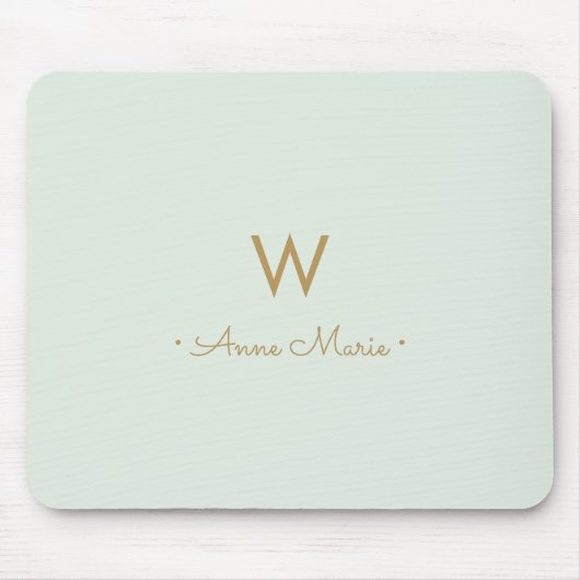 Modern Sage Green Gold Script Monogram Mousepad (Vorne)
