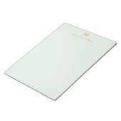 Modern Sage Green Gold Script Monogram Notizblock (angewinkelt)