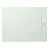 Modern Sage Green Gold Script Monogram Notizblock (Vorderseite)