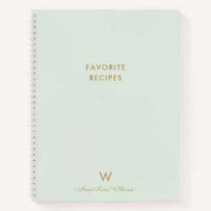 Modern Sage Green Gold Script Monogram Notizblock
