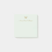 Modern Sage Green Gold Script Monogram Post-it Klebezettel (Vorderseite)