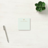 Modern Sage Green Gold Script Monogram Post-it Klebezettel (Büro)