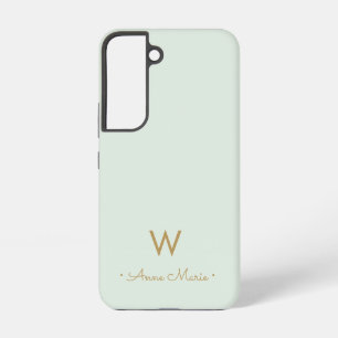 Modern Sage Green Gold Script Monogram Samsung Galaxy Hülle