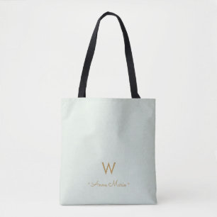 Modern Sage Green Gold Script Monogram Tasche