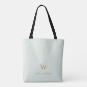 Modern Sage Green Gold Script Monogram Tasche (Rückseite)
