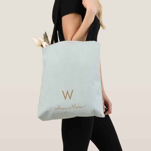 Modern Sage Green Gold Script Monogram Tasche (Von Nahem)