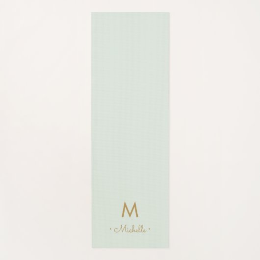Modern Sage Green Gold Script Monogram Yogamatte (Vorderseite)