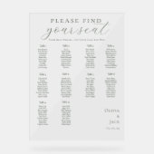 Modern Sage Green Hochzeitssessencharts Acrylschild (Vorderseite)