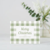 Modern Sage Green Kariert frohe Weihnachten Postkarte (Stehend Vorderseite)