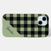 Modern Sage Green Kariert Karo Muster Name Case-Mate iPhone Hülle (Rückseite (Horizontal))