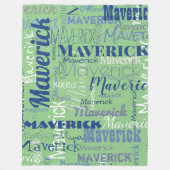 Modern Sage Green Long Name Repeating Pattern Fleecedecke (Vorderseite)