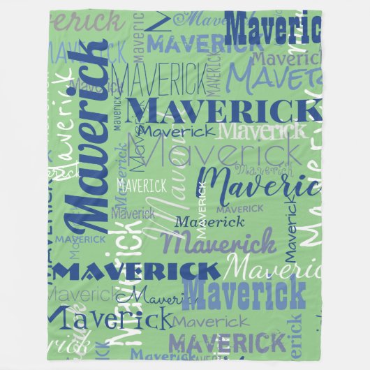 Modern Sage Green Long Name Repeating Pattern Fleecedecke (Vorderseite)