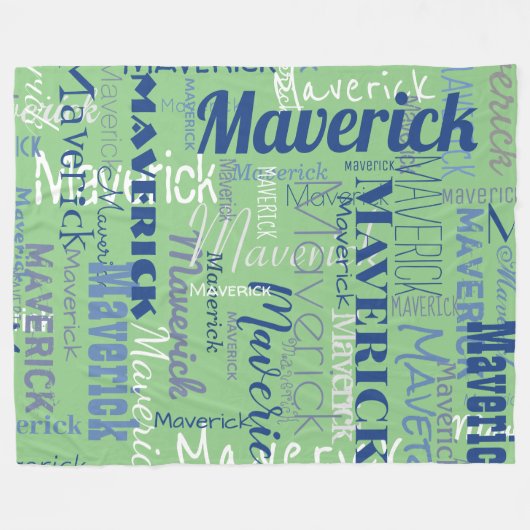 Modern Sage Green Long Name Repeating Pattern Fleecedecke (Vorderseite (Horizontal))