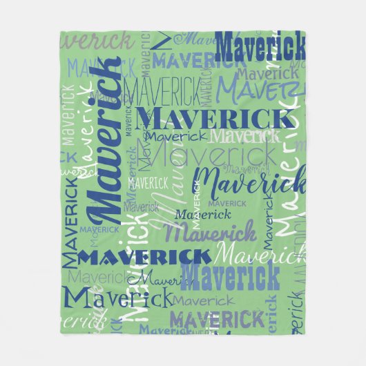 Modern Sage Green Long Name Repeating Pattern Fleecedecke (Vorderseite)