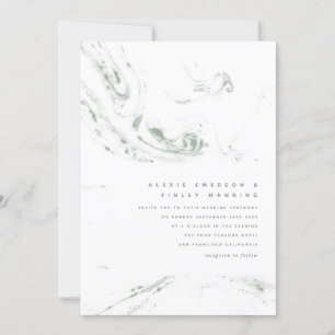 Modern Sage Green Marbling Hochzeit Einladung