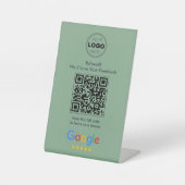 Modern Sage Green Minimalist QR Code Review Sockelschild (Vorderseite)