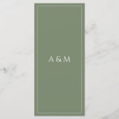 Modern sage green minimalist wedding menükarte (Rückseite)