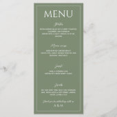 Modern sage green minimalist wedding menükarte (Vorderseite)