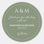 Modern sage green minimalist wedding runder aufkleber (Vorderseite)