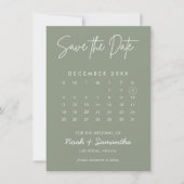 Modern Sage Green Minimalistisch Foto Calendar Boh Save The Date (Vorderseite)