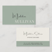 Modern Sage Green Minimalistisch Visitenkarte (Vorne/Hinten)