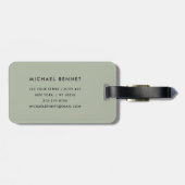 Modern Sage Green Mit Monogramm Gepäckanhänger (Rückseite horizontal)