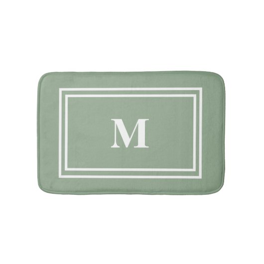 Modern Sage Green Monogram Badematte (Vorderseite)