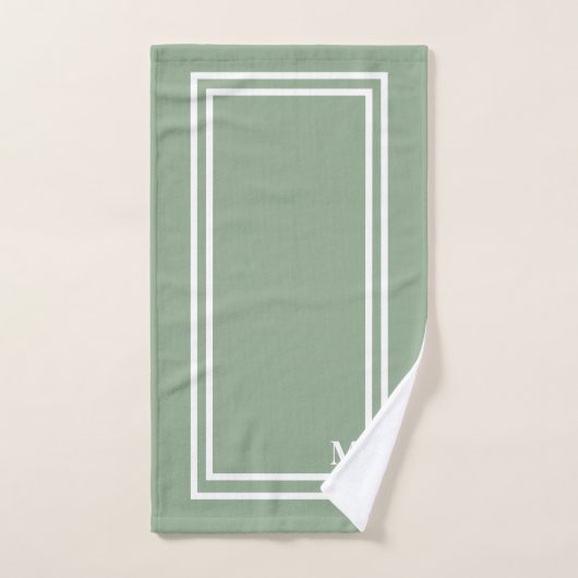 Modern Sage Green Monogram Badhandtuch Set (Handtuch)