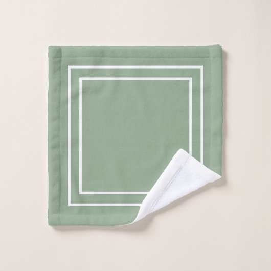 Modern Sage Green Monogram Badhandtuch Set (Waschlappen)