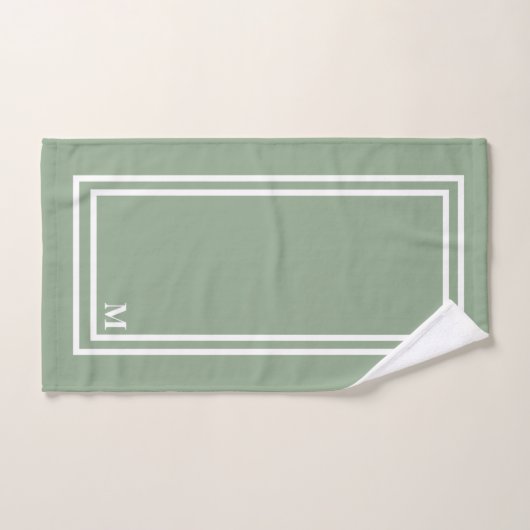 Modern Sage Green Monogram Badhandtuch Set (Handtuch)