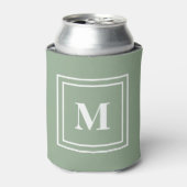 Modern Sage Green Monogram Dosenkühler (Kanne Vorderseite)