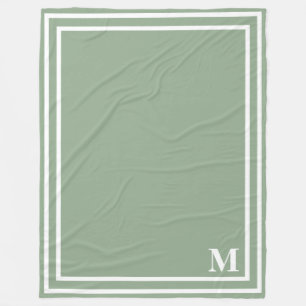 Modern Sage Green Monogram Fleecedecke
