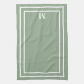 Modern Sage Green Monogram Geschirrtuch (Vertikal)
