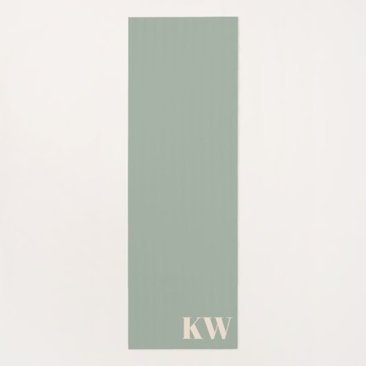 Modern Sage Green Monogram Initials Personalized Yogamatte (Rückseite)