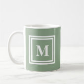 Modern Sage Green Monogram Kaffeetasse (Links)