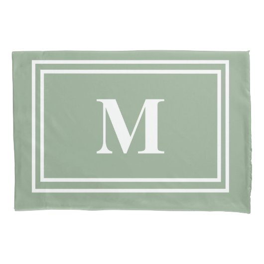 Modern Sage Green Monogram Kissenbezug (Vorderseite)