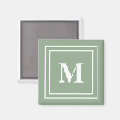 Modern Sage Green Monogram Magnet (Vorderseite/Rückseite)