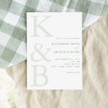 Modern Sage Green Monogram Minimalist Wedding Einladung<br><div class="desc">Easily personalize your wedding invitations with this editable template. Features minimal elegant typography design in sage green and white color.</div>