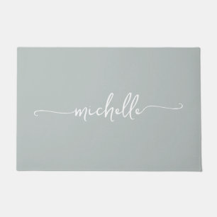 Modern Sage Green Monogram Name Script Fußmatte