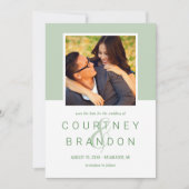 Modern Sage Green Monogram Wedding Foto Save The Date (Vorderseite)