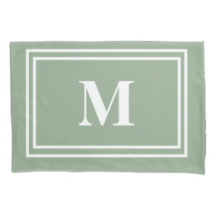 Modern Sage Green Monogramm Kissenbezug
