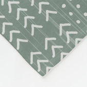 Modern Sage Green Mud Tuch Afrikanisches Muster Fleecedecke (Ecke)