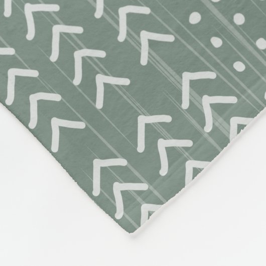 Modern Sage Green Mud Tuch Afrikanisches Muster Fleecedecke (Ecke)