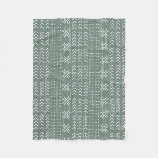 Modern Sage Green Mud Tuch Afrikanisches Muster Fleecedecke (Vorderseite)