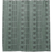 Modern Sage Green Mudcloth Afrikanisches Muster Duschvorhang (Vorderseite)